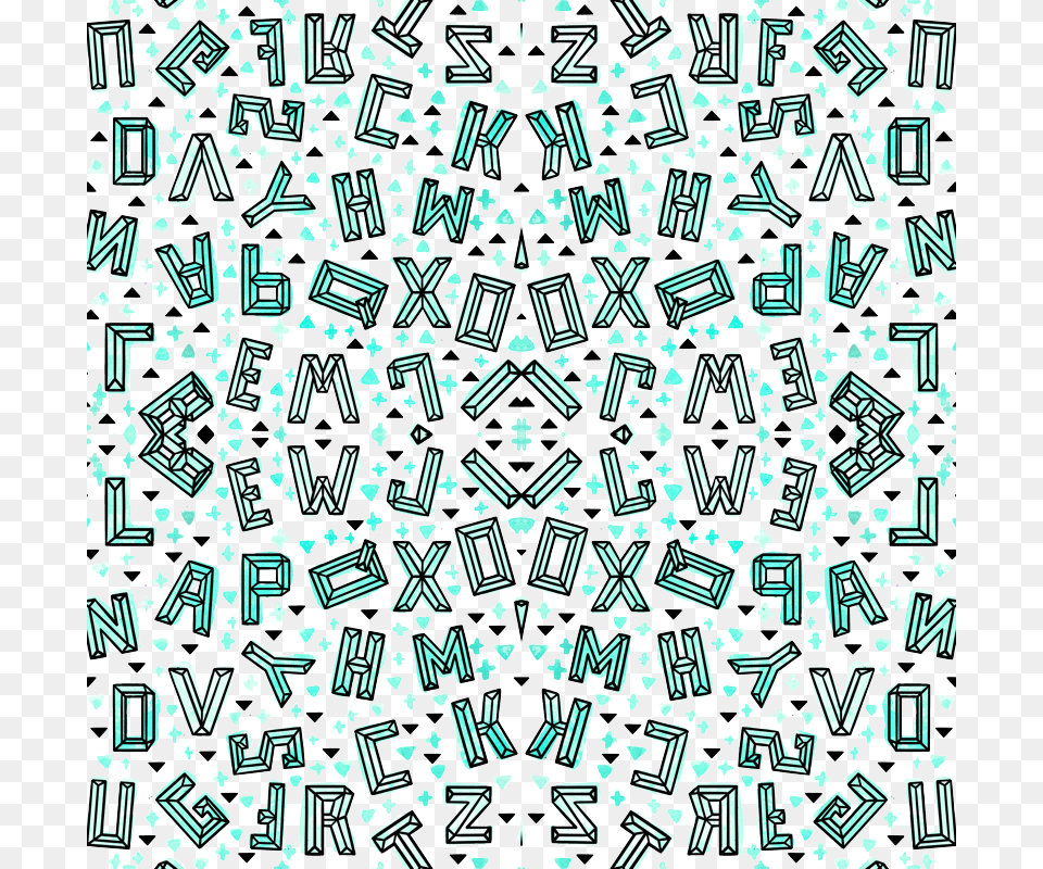 Geometric Alphabet Mint Tiny Letters Trendy Modern, Pattern, Art, Collage, Chess Free Png
