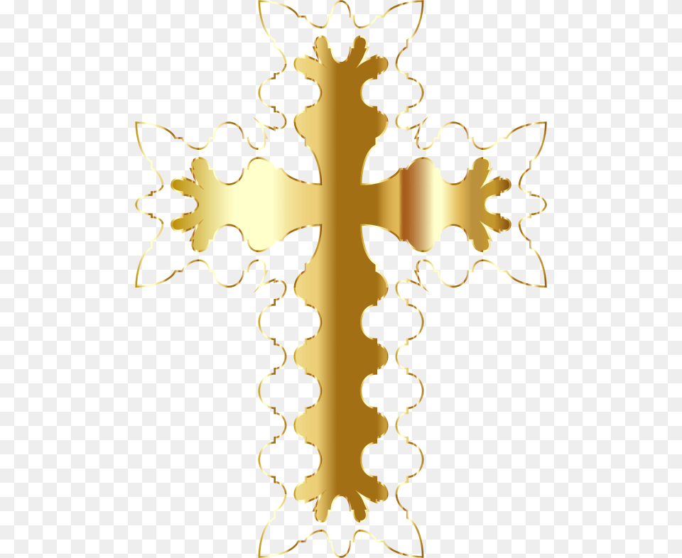 Geometric Braces Cross Gold 2 No Bg Motif, Symbol, Bronze Free Png