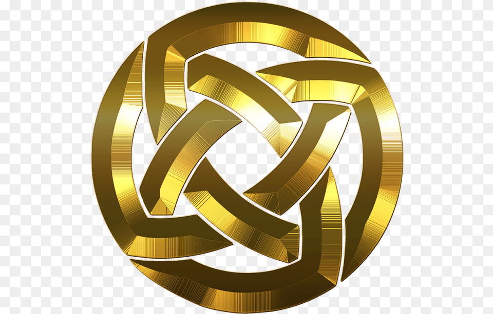 Geometric Circle Emblem, Gold, Knot Free Png Download