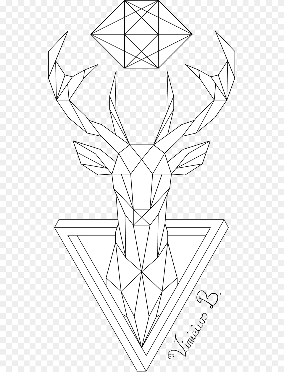 Geometric Deer, Cross, Symbol Png Image
