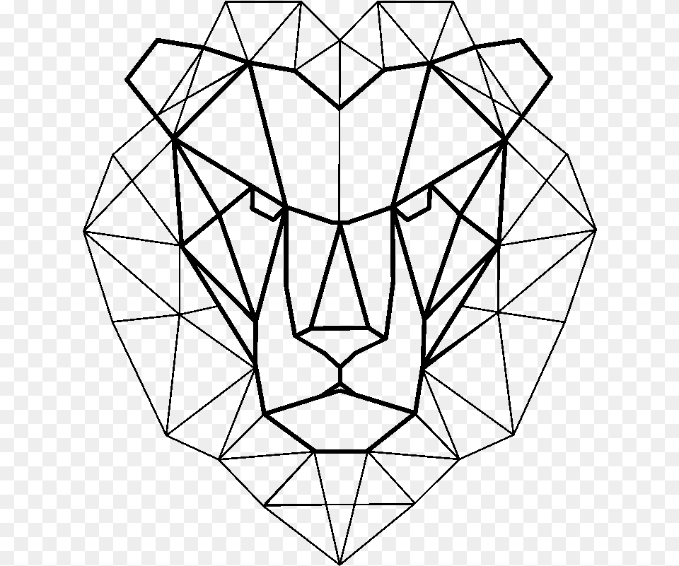Geometric Lion Head Vector, Gray Free Png