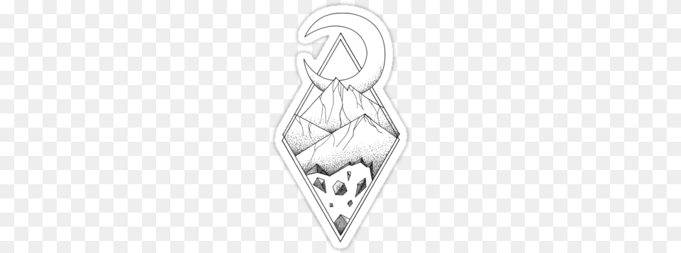 Geometric Mountain In A Diamonds With Moon By Geometric Moon Tattoo Designs, Book, Publication, Symbol, Art Free Png Download