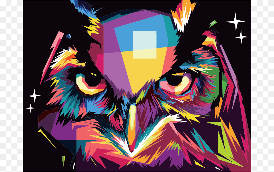 Geometric Owl Pop Art By Rizkydwi123 Gambar Keren Burung Hantu, Graphics, Modern Art, Collage, Painting Png