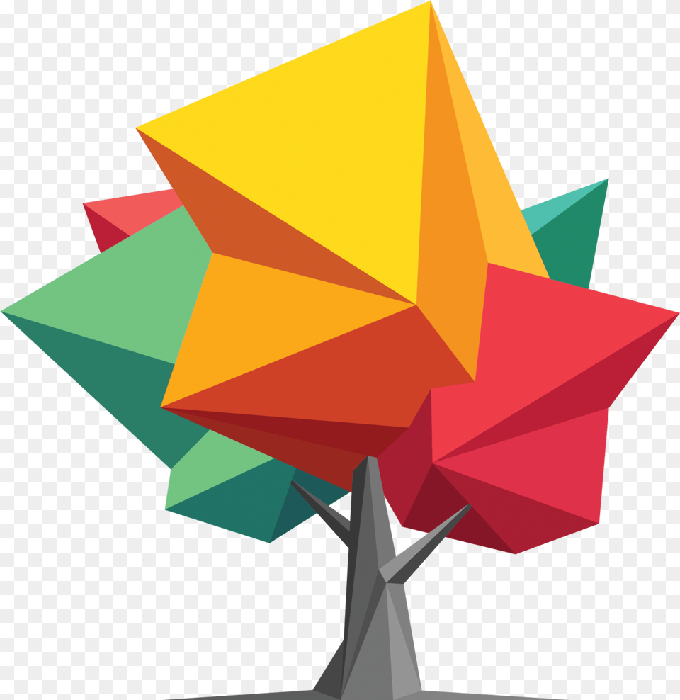 Geometric Trees Polygon Art Low Poly, Paper, Origami Free Transparent Png