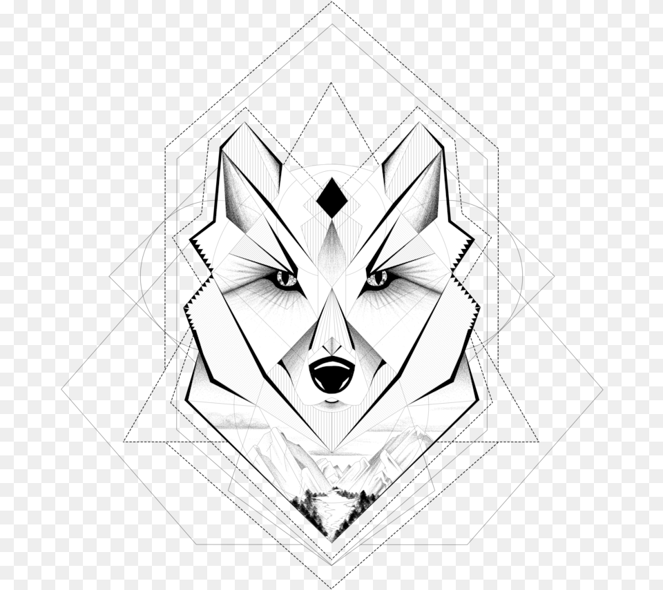 Geometric Wolf Line Drawing Geometric Wolf, Art, Adult, Wedding, Person Png