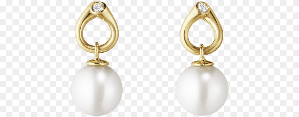 Georg Jensen Magic 18ct Yellow Gold Diamond Pearl Earrings Georg Jensen 18kt Yellow Gold Magic Earrings, Accessories, Earring, Jewelry Png Image