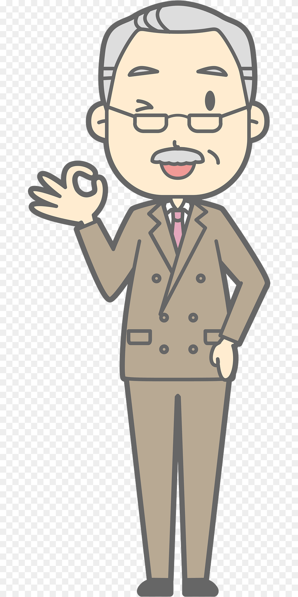 George Boss Is Giving An Ok Sign Clipart, Clothing, Coat, Person, Face Png Image