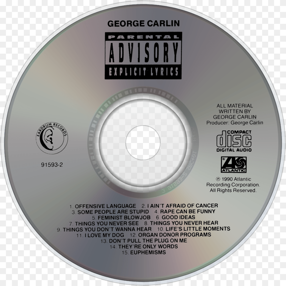 George Carlin Parental Advisory Parental Advisory, Disk, Dvd Png Image