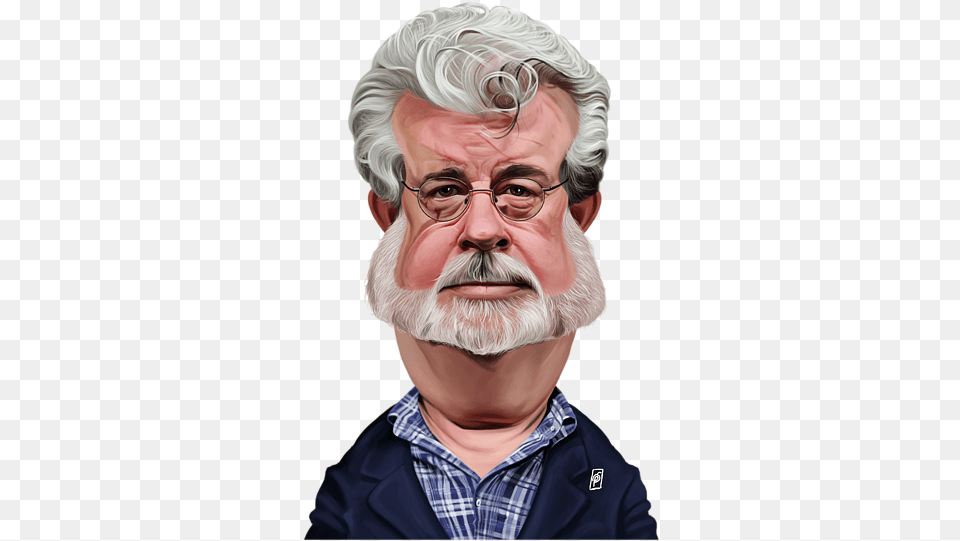 George Lucas Caricature Poster, Adult, Photography, Person, Man Free Png
