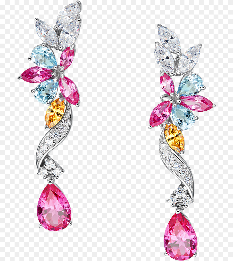 Georgette Floral Drop Pink Earrings Pink Earring, Accessories, Diamond, Gemstone, Jewelry Png