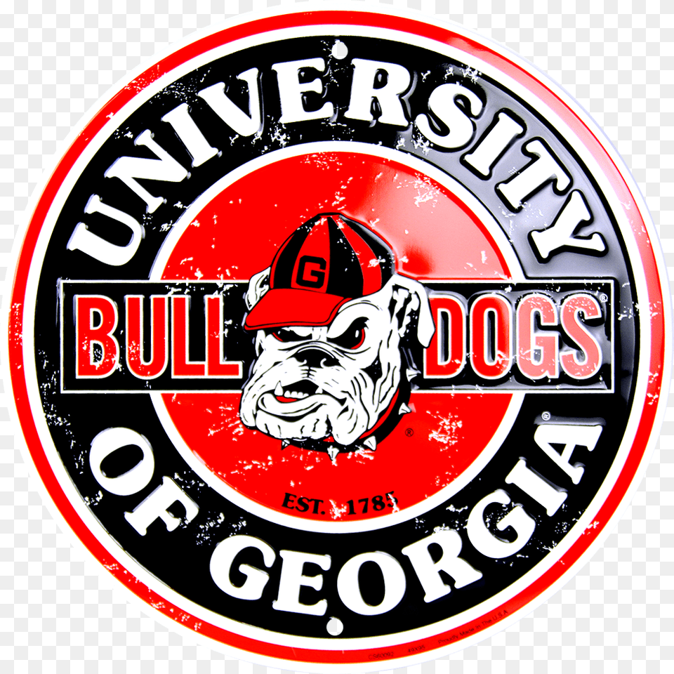 Georgia Bulldogs Circle Sign Emblem, Logo, Symbol, Person, Helmet Png Image