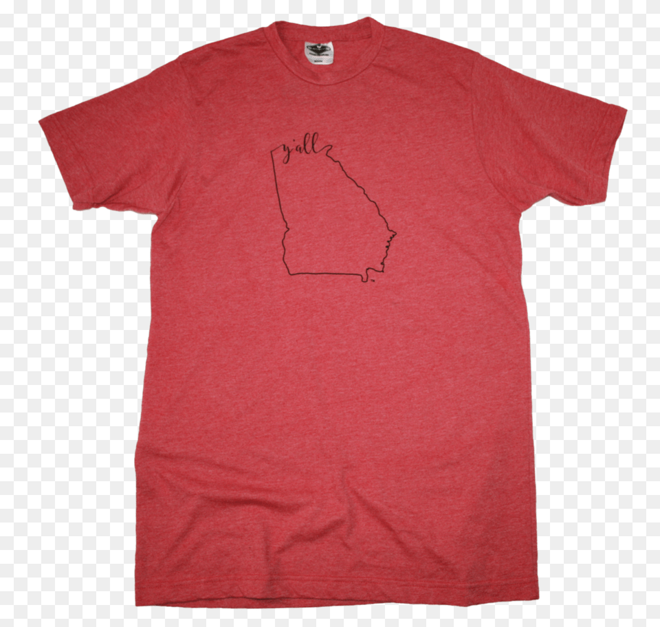 Georgia Red Tee Calligraphy Outline Yall My State Threads, Clothing, T-shirt, Shirt Png