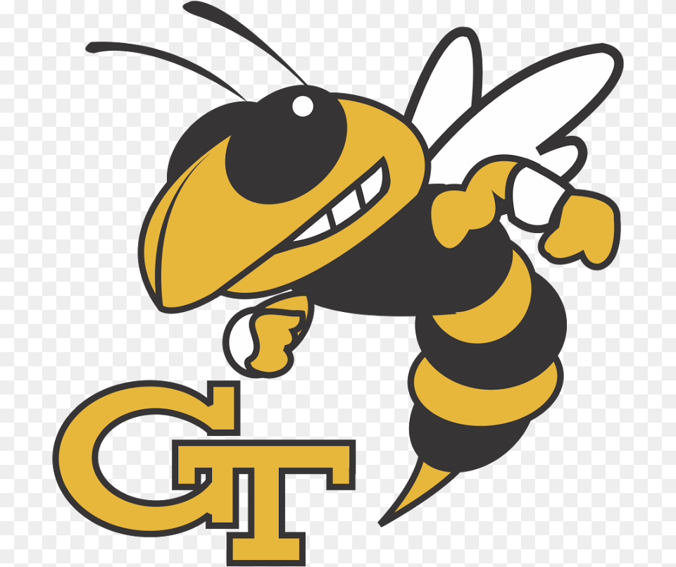 Georgia Tech Logo Vector Ga Tech Yellow Jacket, Animal, Bee, Honey Bee, Insect Png Image