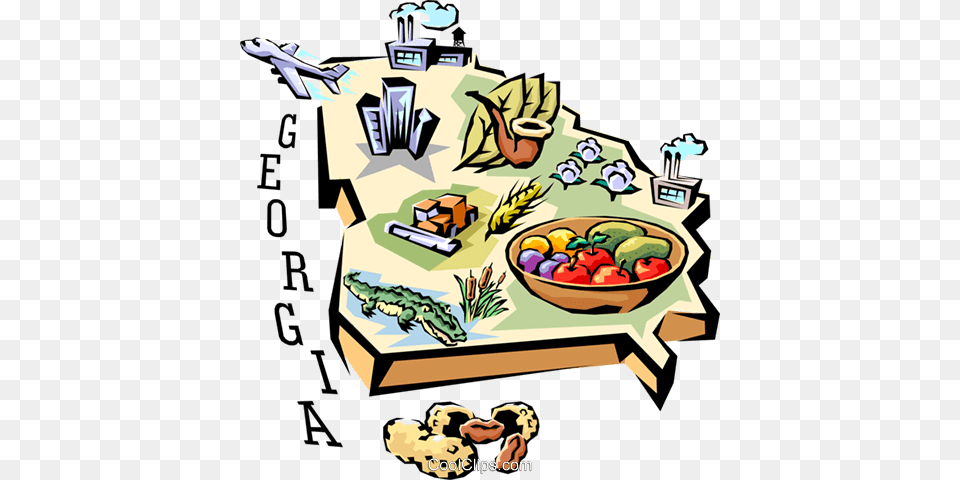 Georgia Vignette Map Royalty Vector Clip Art Illustration, Food, Lunch, Meal, Baby Free Transparent Png