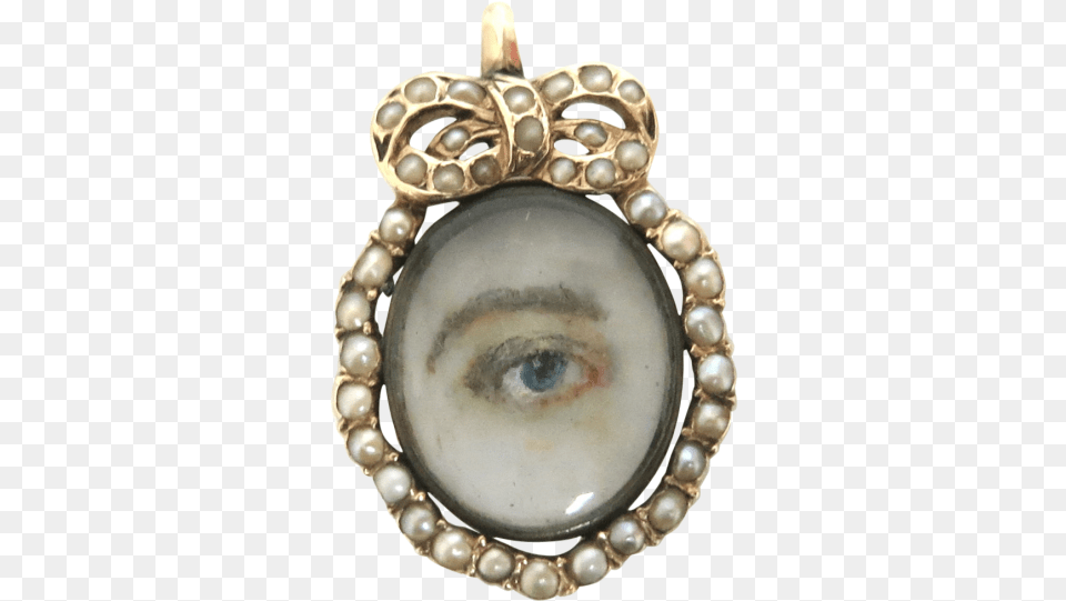 Georgian 18k Gold Lover39s Eye Miniature With Pearl Necklace, Accessories, Jewelry Free Transparent Png