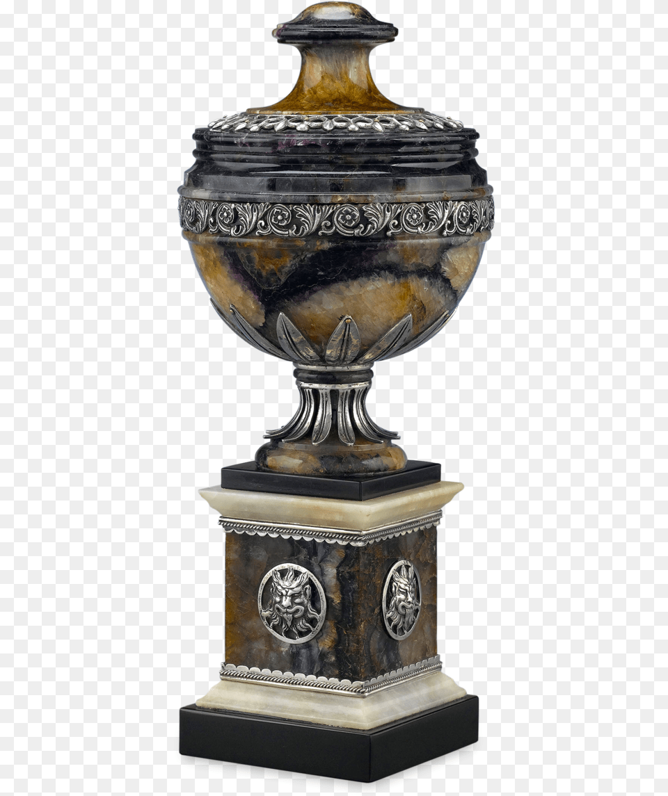 Georgian Blue John And Silver Urn Bronze Sculpture, Jar, Pottery Free Png Download