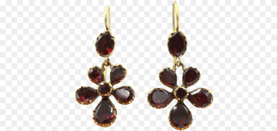 Georgian Garnet Pansy Earrings Earrings, Accessories, Earring, Jewelry, Gemstone Png Image