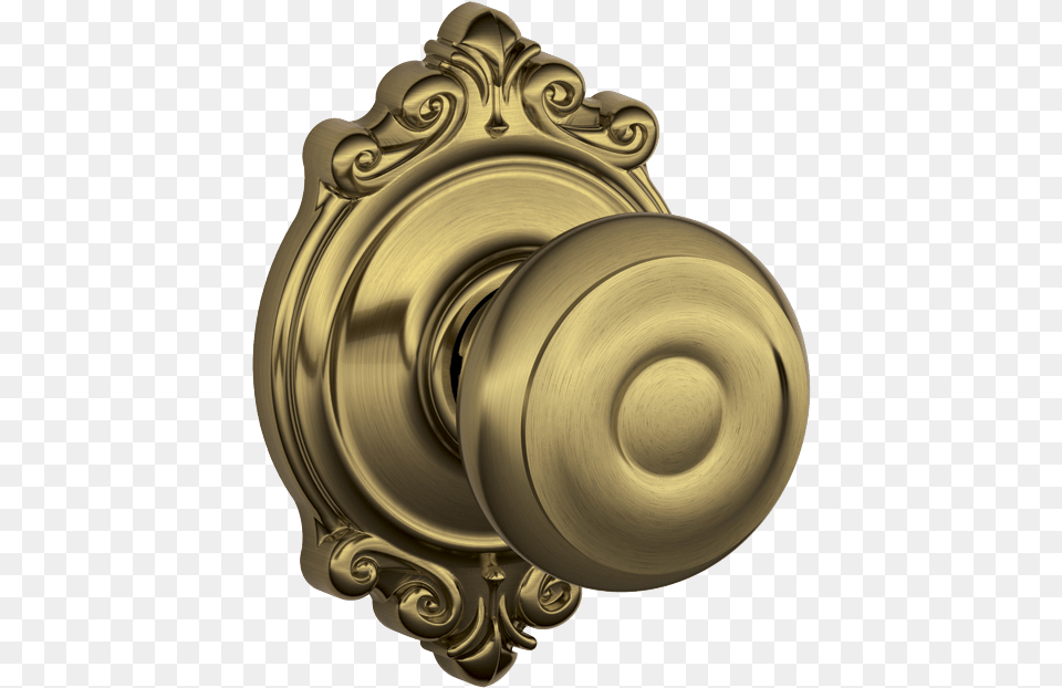 Georgian Knob With Brookshire Trim In Antique Brass Door Handle, Bronze Free Png Download