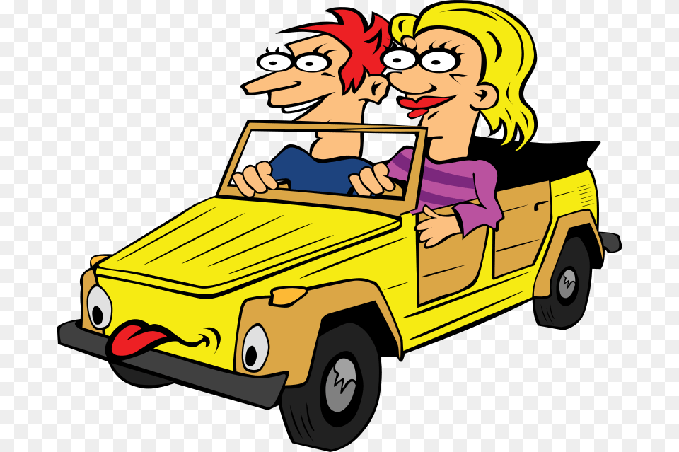 Gerald G Girl And Boy Driving Car Cartoon, Vehicle, Truck, Transportation, Pickup Truck Png Image