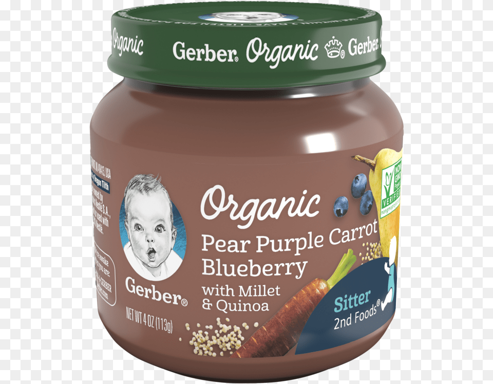 Gerber 2nd Foods Organic Pear Purple Carrot Blueberry Gerber Organic Baby Food, Herbal, Plant, Herbs, Person Free Png Download