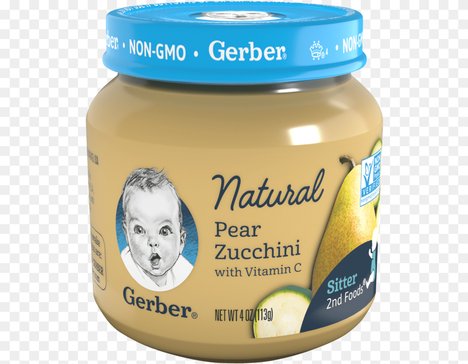 Gerber Natural 2nd Foods Pear Zucchini, Baby, Person, Food, Face Free Png Download