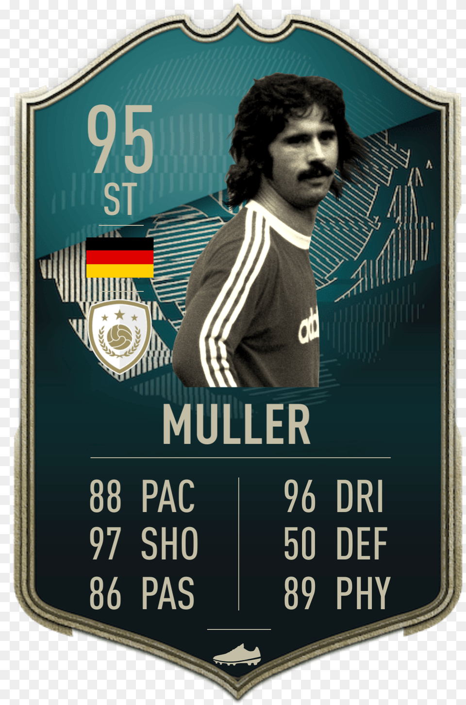 Gerd Muller Pb Icon Card Poster, Adult, Symbol, Person, Man Free Transparent Png