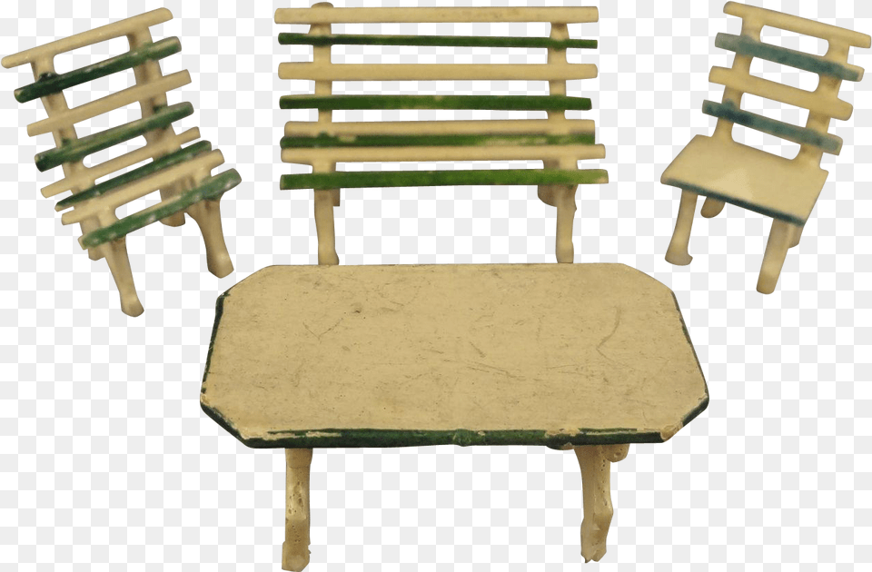 German Garden Set Park Bench Table Chairs In Small Chair, Furniture, Wood Png