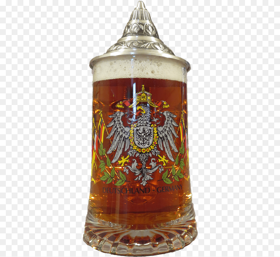 German Glass Beer Mug With Eagle Amp Lid Beer Glass Germany, Alcohol, Beverage, Cup, Stein Free Transparent Png