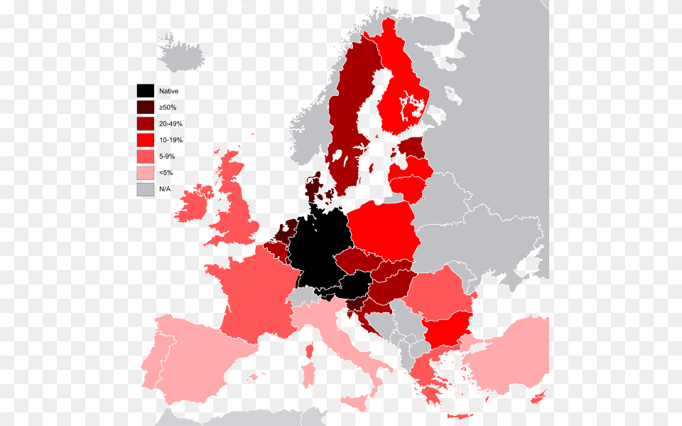 German Language In Europe, Chart, Plot, Map, Atlas Png