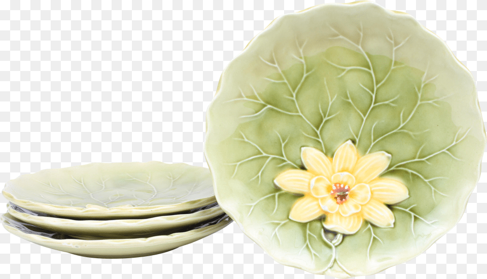 German Lily Pad Majolica Dessert Plates White Mexican Rose, Electronics, Mobile Phone, Phone, Text Png
