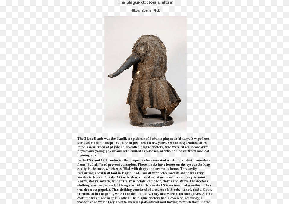 German Museum Plague Doctor Mask, Bronze, Figurine, Animal, Dinosaur Png Image