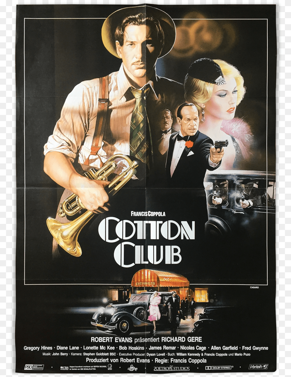 German Poster Cotton Club 1984src Https Cotton Club Film Poster, Advertisement, Transportation, Vehicle, Male Free Png Download