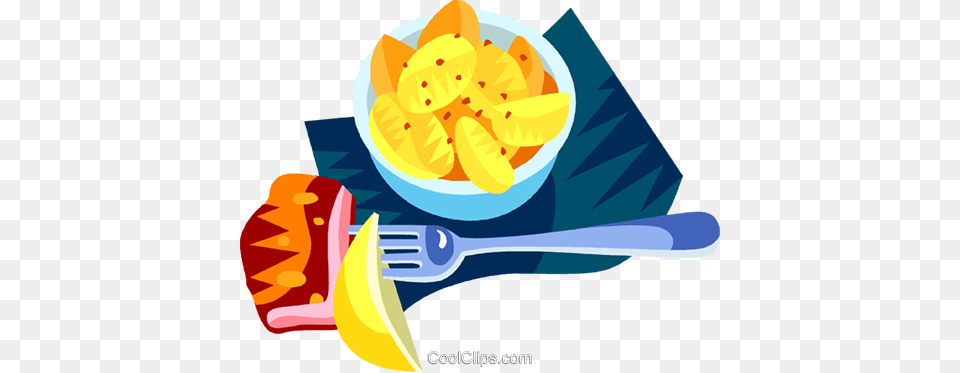German Potato Salad Royalty Vector Clip Art Illustration, Cutlery, Fork, Food, Lunch Free Transparent Png