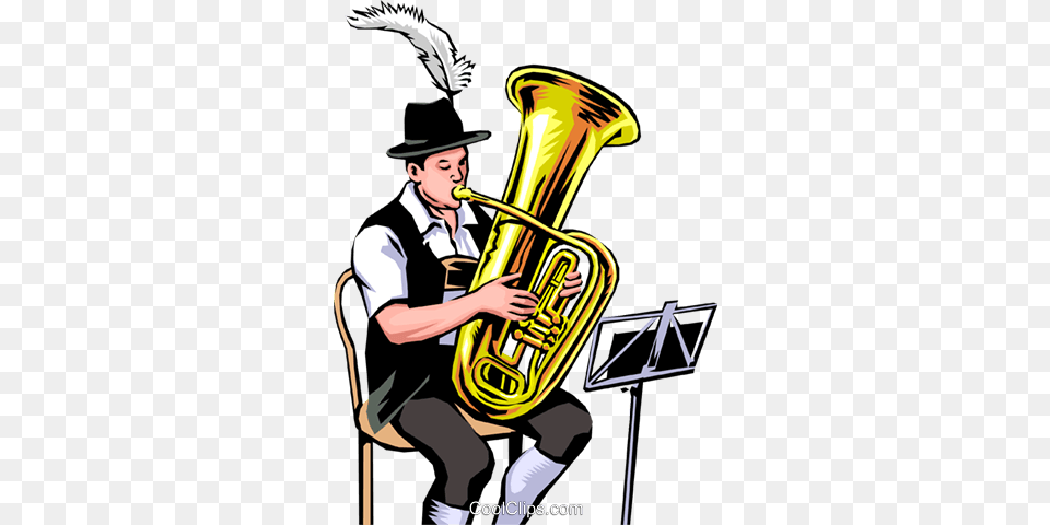 German Tuba Player Royalty Vector Clip Art Illustration, Brass Section, Horn, Musical Instrument, Person Free Transparent Png