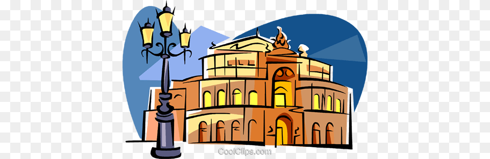 Germany Dresden Opera Royalty Vector Clip Art Illustration, City, Lamp Post, Architecture, Building Free Png Download