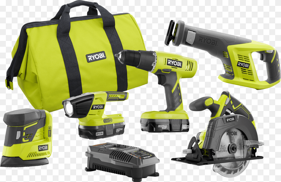 Get 39em While They39re Hot Ryobi One 18 Volt Lithium Ion Cordless Combo Kit With, Device, Power Drill, Tool, E-scooter Png Image