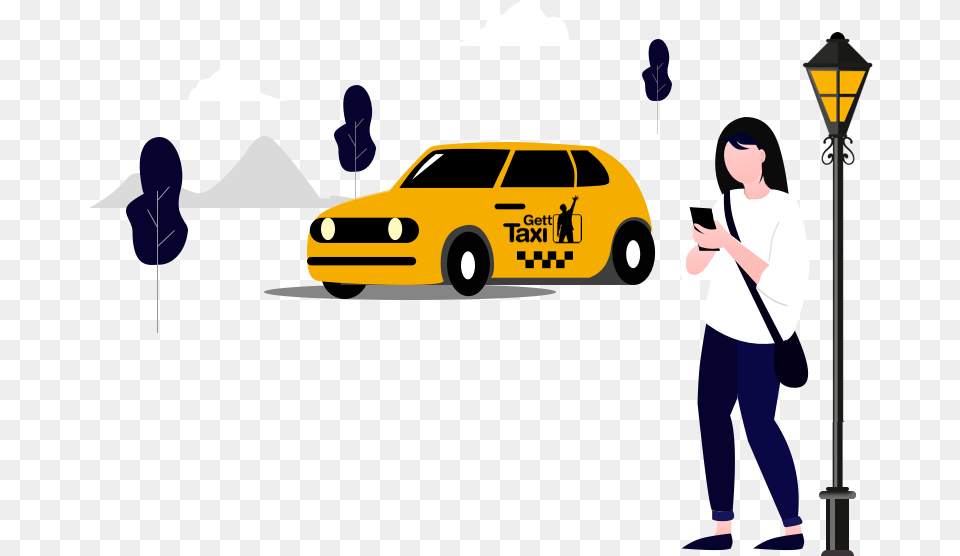 Get A Car Sharing App And Make Traveling Economical Gett Taxi Banner, Adult, Vehicle, Transportation, Person Png Image
