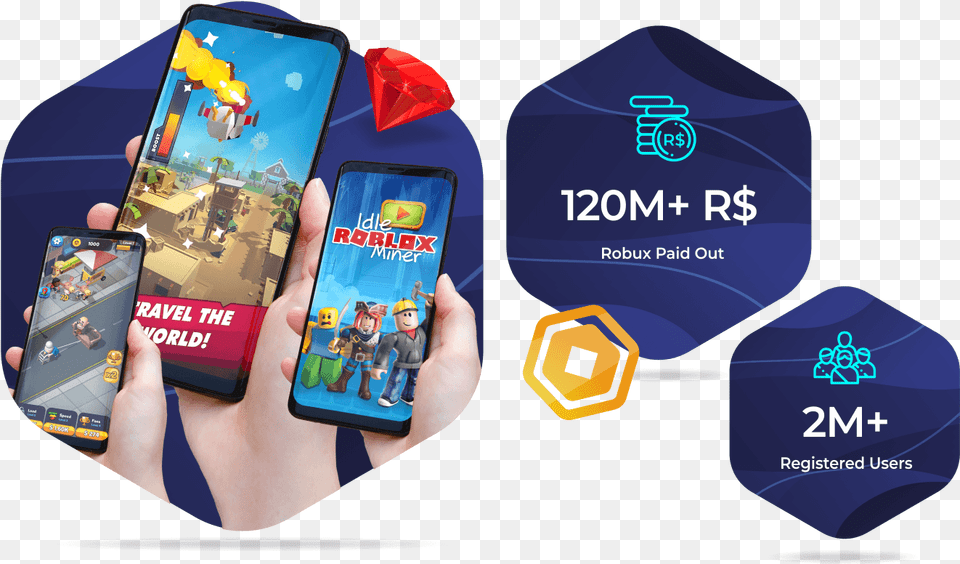 Get Free Robux Instantly For Roblox Platform Roblominercom Roblox Rublins, Electronics, Mobile Phone, Phone, Person Png Image