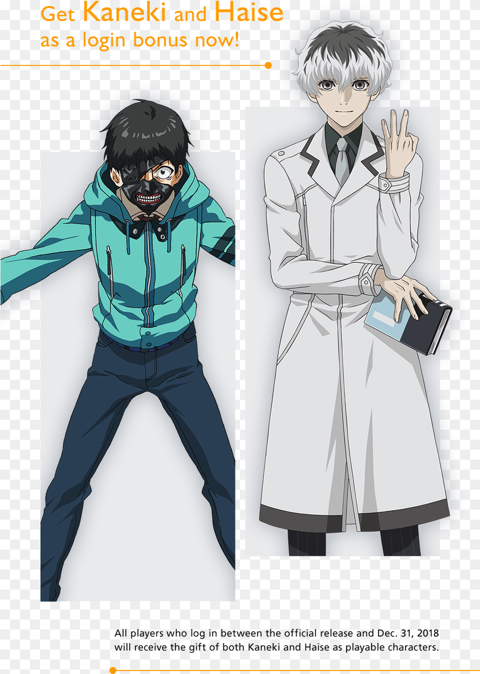 Get Kaneki And Haise As A Login Bonus Now All Players Tokyo Ghoul Re Birth, Publication, Book, Clothing, Coat Png