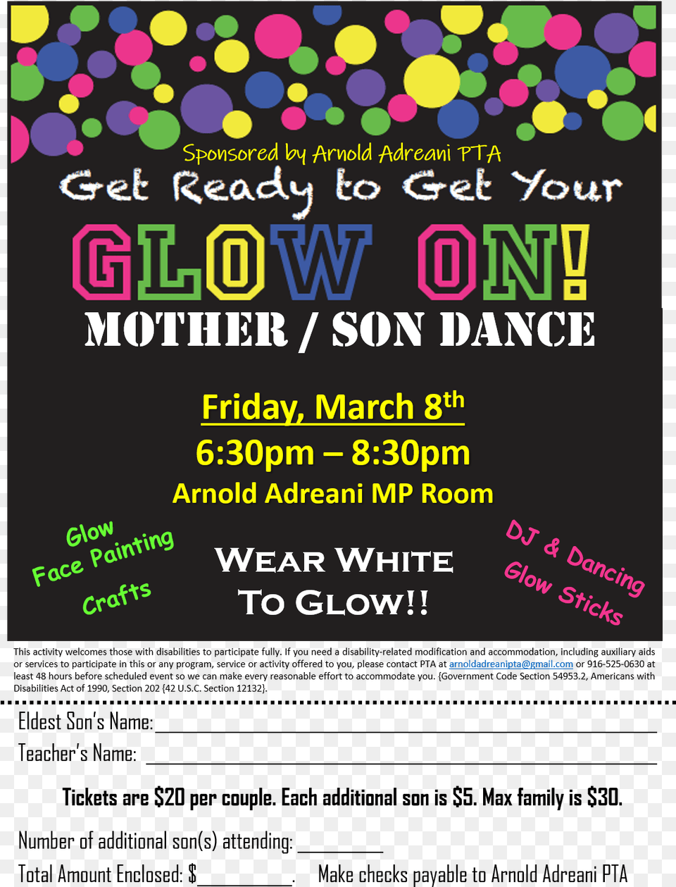 Get Ready To Get You Glow On At The Motherson Dance Mother Son Glow Dance Flyer, Advertisement, Poster, Scoreboard Free Transparent Png