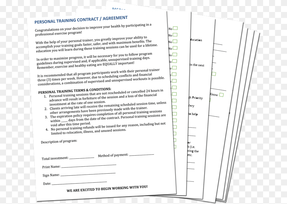 Get The Ultimate Pack Of Personal Trainer Forms, Page, Text Png