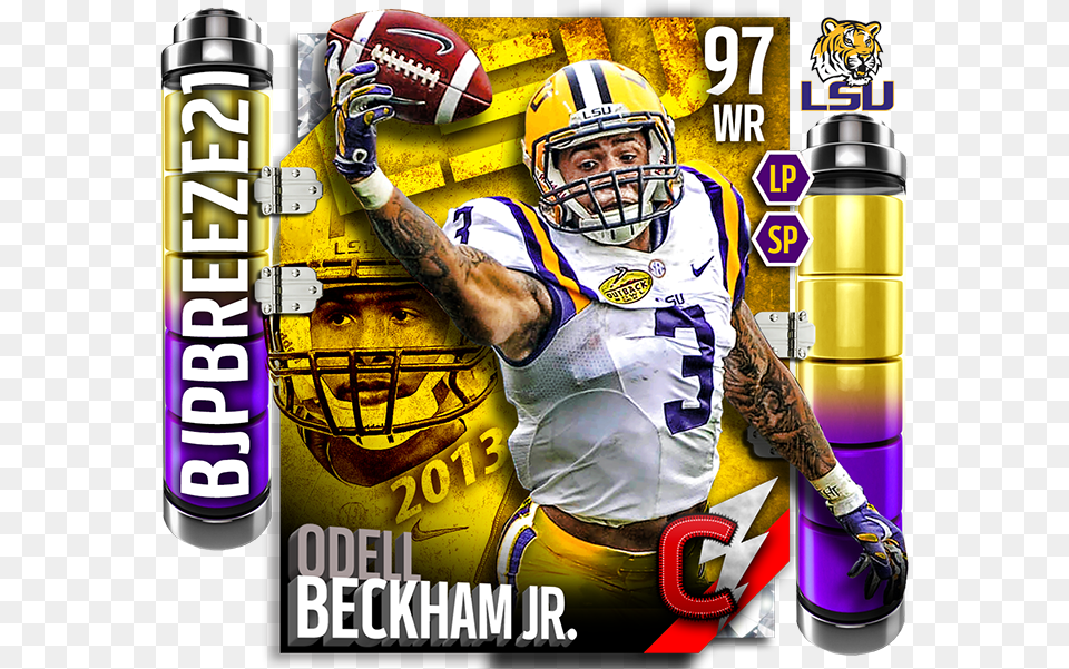 Get This Custom Odell Beckham Jr Lsu Tigers, Helmet, Playing American Football, Person, Sport Free Png Download