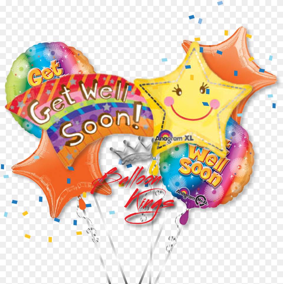 Get Well Soon Shooting Star Bouquet, Balloon Free Png