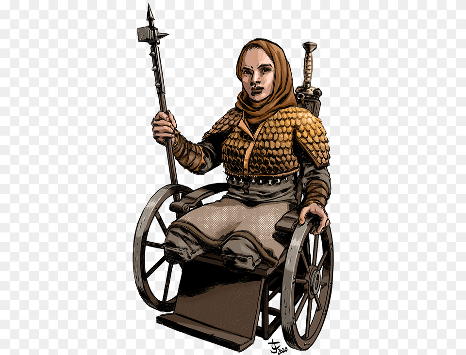 Gets A Combat Wheelchair Dungeons And Dragons Wheelchair, Furniture, Adult, Female, Person Png Image