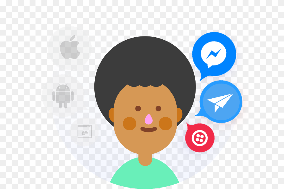 Getting A Bot On Facebook Messenger Whatsapp And Cartoon, Baby, Person, Face, Head Png Image