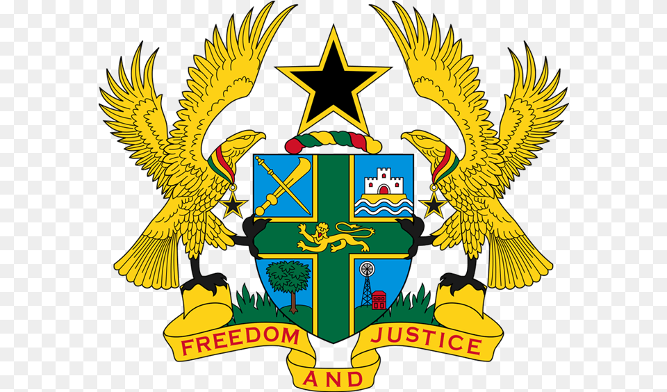 Ghana Coat Of Arm, Emblem, Symbol, Animal, Bird Free Png Download