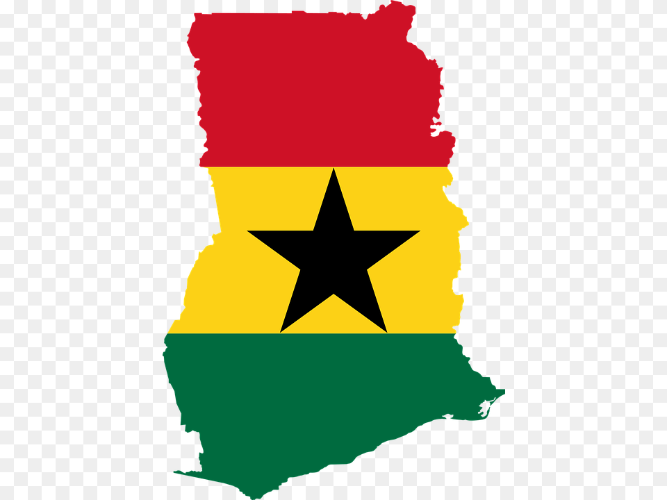 Ghana Flag Map Geography Outline Africa Country Ghana Flag Map, Star Symbol, Symbol, Person Free Png