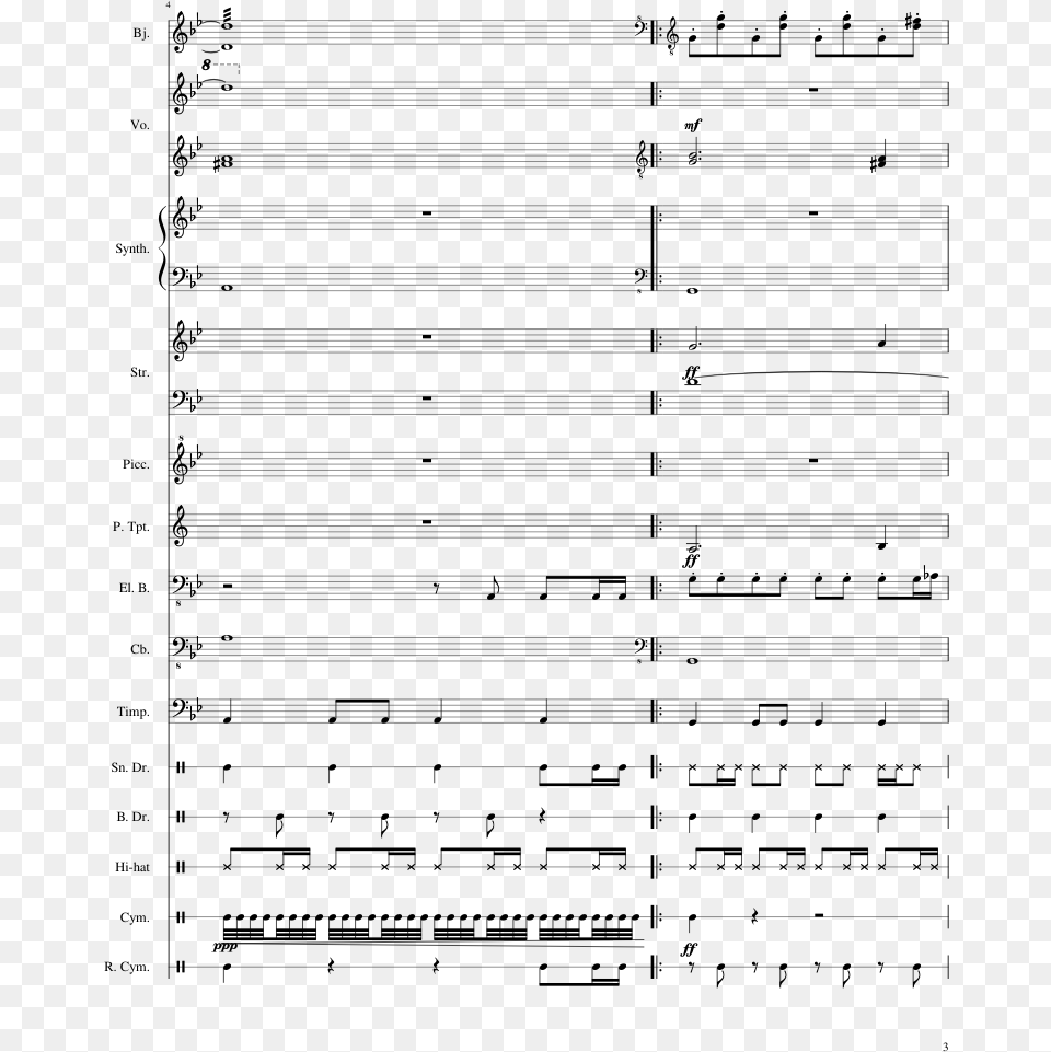 Ghastly Showdown Sheet Music 3 Of 15 Pages Sheet Music, Gray Png