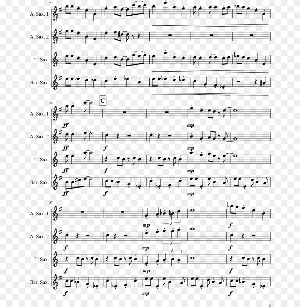 Ghost Fight Sheet Music Composed By Toby Fox Saxophone, Gray Free Png