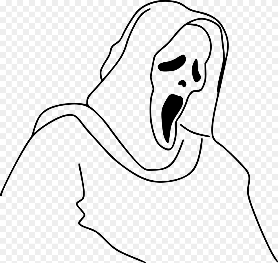 Ghost Ghost Face Halloween Picture Ghost Face Line Art, Gray Free Png Download